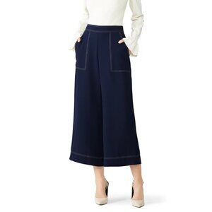 Trina Turk Size L Navy Blue w White Stitching Just Arrived Wide Leg Crop Pants
